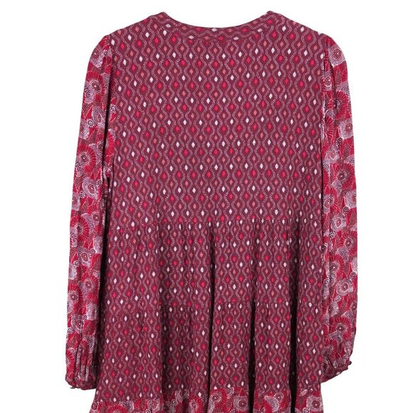 Anthropologie MAEVE Maroon Amber Tiered Tunic‎ Dress Size SP - Picture 7 of 13